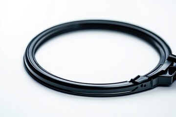 Poster - A close-up shot of a black ring on a white surface