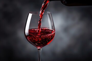 Poster - A person pouring red wine into a wine glass, ready for drinking or serving