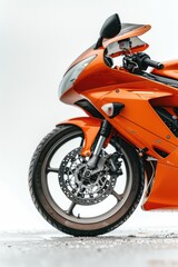 Poster - Motorcycle parked on a wet surface with an orange color scheme