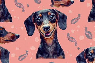 Poster - A close-up shot of a dog's face against a bright pink background