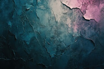 Poster - A blue and pink colored wall with peeling paint, great for background or decoration