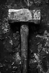 Poster - A hammer lodged in a wooden grip, suitable for construction or DIY projects
