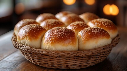 Freshly baked soft bread rolls.