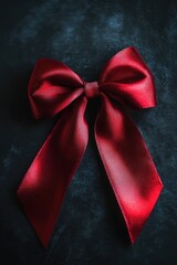 Poster - A single red bow sits on a black surface, perfect for decorating or design projects