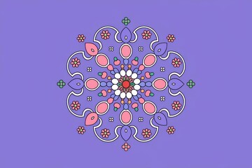 Vibrant Colorful Mandala Pattern Illustration Purple Background - Ideal Home Decor, Wellness Products, Spiritual Art