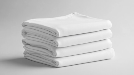 Poster - Stack of white folded towels arranged neatly on a table