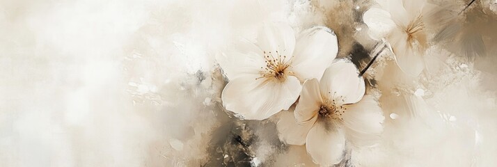 Wall Mural - Abstract floral arrangement in soft, muted colors with dynamic brushstrokes