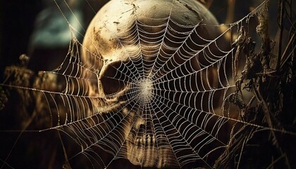 spider web with dew drops
