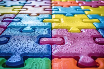 Canvas Print - Close-up shot of a single colorful puzzle piece