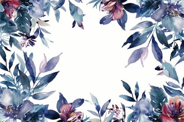 Canvas Print - Delicate illustration of flowers and leaves on a white background, perfect for editorial or commercial use