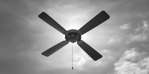 Aufkleber - A close-up shot of a black and white ceiling fan with simple design