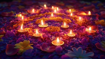 Poster - A bouquet of flowers with lit candles