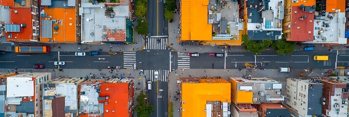 Leinwandbilder - Aerial view of a comprehensive highway network connecting residential areas symbolizing real estate access and infrastructure development in a growing urban landscape