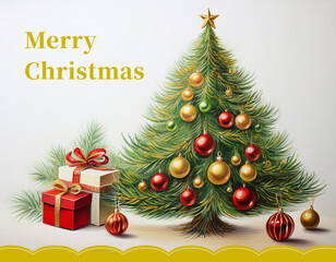 Wall Mural - 크리스마스, 카드, merry christmas, 구슬, 장식, 데코, 별