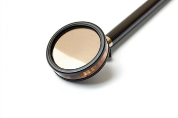 Poster - A close-up shot of a magnifying glass on a white surface, perfect for highlighting small details or emphasizing inspection