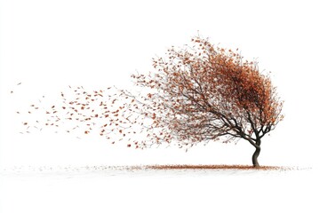 Poster - A tree with its leaves gently blown by the wind