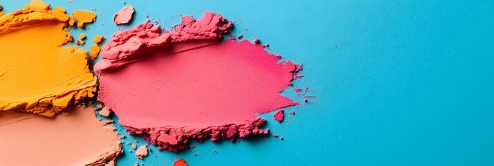Poster - Captivating abstract art composition created by vibrant smudges and blends of colorful makeup palette  Fluid dynamic patterns and textures with a contemporary sensorial aesthetic