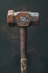 Poster - Old hammer with rust on a dark background