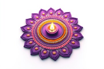 Poster - A beautiful flower with vibrant purple and orange petals next to a lit candle, perfect for adding a touch of elegance to any scene or story