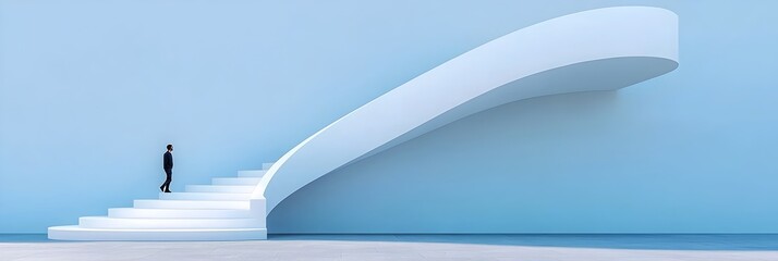 Fototapete - Captivating minimalist white spiral staircases ascending in an abstract architectural design creating a visually striking pattern and clean contemporary aesthetic