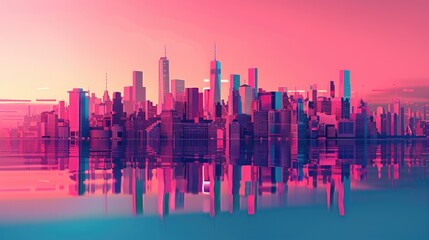 Poster - A bustling metropolis with many high-rise buildings