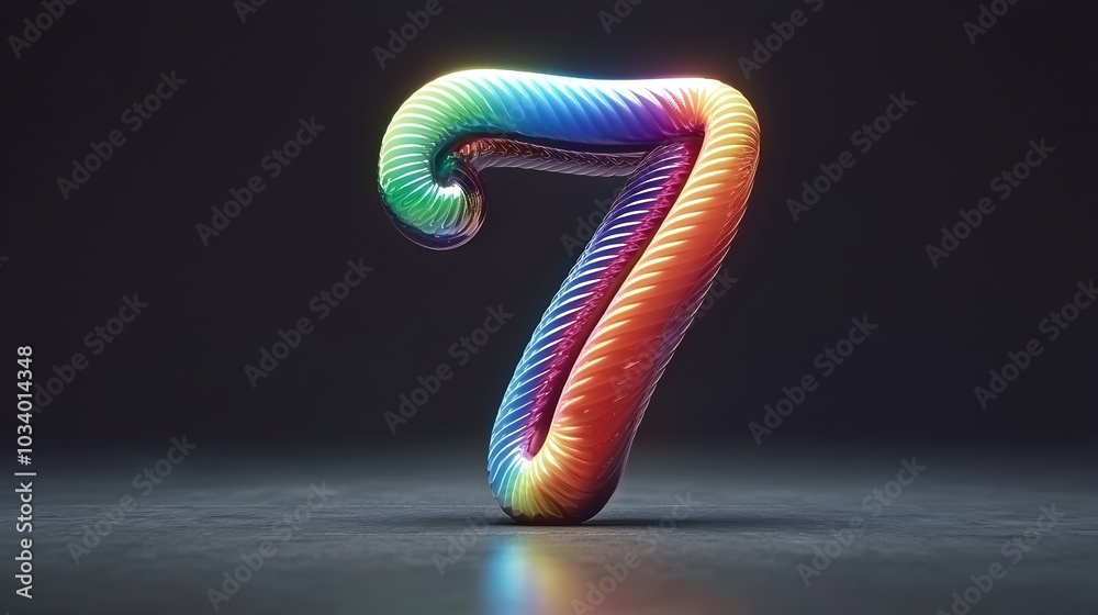 Stylish and minimalist number 7 design with a smooth gradient effect ...