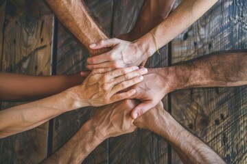 Poster - A group of people forming a collective gesture of unity and solidarity