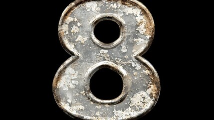 Elegant 3D render of the number 8 made from smooth shiny and reflective glass with a translucent minimalist effect against an isolated background