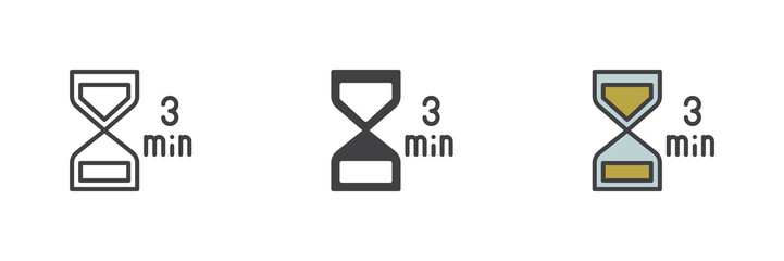 3 minute timer different style icon set