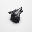 © Pakkarada - Howling wolf head illustration, white isolated background.