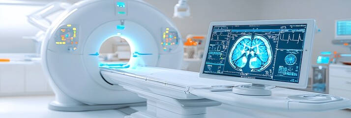 Aufkleber - Digital display showcasing the results of a CT scan in a clinical healthcare setting providing medical professionals with vital diagnostic information to analyze and monitor patient health
