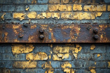 Poster - Close-up shot of a rusted brick wall with rusted bolts