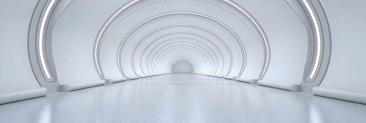 Aufkleber - Endless corridors with parallel lines of captivating illumination creating a striking sense of depth dimension and visual intrigue  This architectural masterpiece showcases a minimalist
