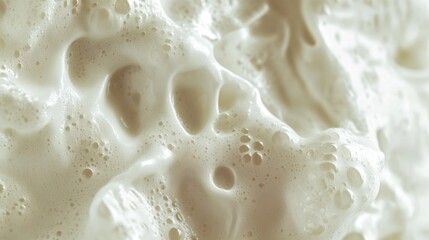Poster - A detailed shot of a foamy surface with numerous bubbles, suitable for use in illustrations about science, technology, or nature
