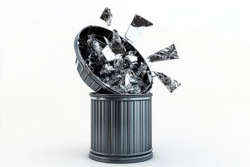 Poster - A trash can with broken glass on top, often used as a symbol for littering or pollution