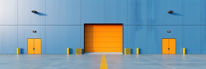 Poster - Exterior view of a large modern warehouse building symbolizing the importance of commercial real estate and efficient logistics in today s business landscape  The structure features a sleek