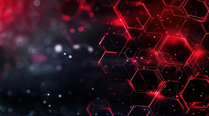 Aufkleber - Red glowing light effect on a dark hexagon-patterned background, representing a futuristic technology and science concept. This 3D-rendered design features a close-up shot in 4K resolution with ultra-