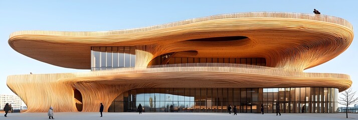 Poster - Flowing undulating roof structures capturing organic fluid forms in a modern minimalist architectural design  Featuring sweeping curves dynamic lines and a harmonious sculptural aesthetic
