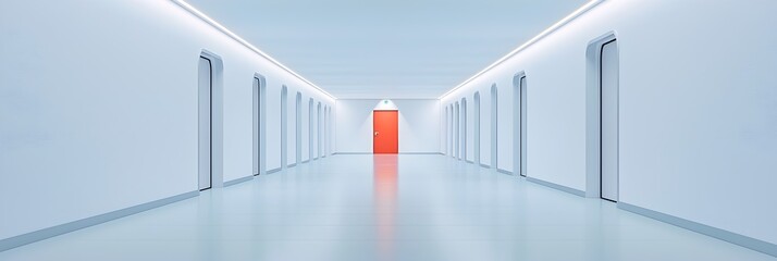 Aufkleber - Illuminated architectural corridor with parallel lines of lights creating a sense of depth dimension and modern minimalist design  The repetitive lighting pattern adds a geometric