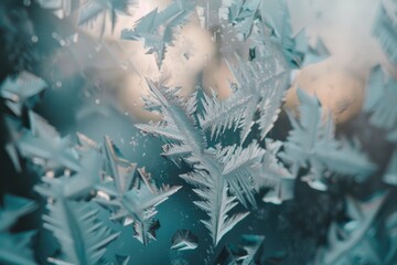 Sticker - Close-up of frost crystals on a window