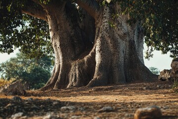 Poster - A zebra stands in the shade of a tree, providing relief from the sun