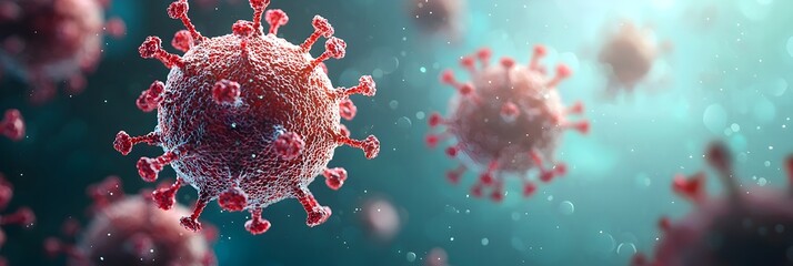 Aufkleber - Microscopic 3D abstract virus particles in a digital research and study on diseases epidemics and medical sciences