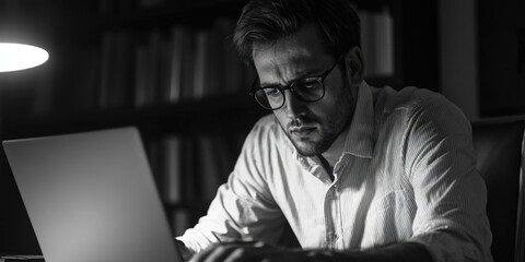 Poster - A person sitting in front of a laptop computer, typing away