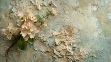 Canvas Print - Flowers with some paint wall painting plant.