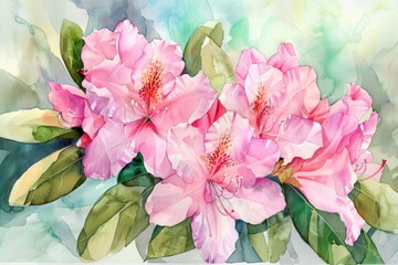 Poster - A bouquet of pink flowers surrounded by green leaves, ideal for decorative purposes or as a symbol of appreciation