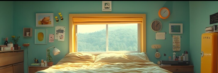 Poster - Relaxed and Inviting Unmade Bed with Rumpled Sheets Exuding a Soothing and Tranquil Morning Vibe in a Cozy Intimate Bedroom Setting