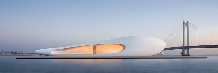 Leinwandbilder - Sleek contemporary bridges with graceful architectural lines and designs spanning across rivers showcasing the of form and function in urban landscapes