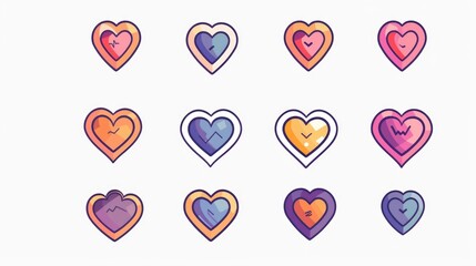 Aufkleber - A collection of variously colored hearts against a plain white backdrop