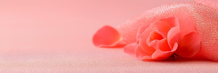Poster - Soft pink rose petals delicately scattered across a luxurious silky surface capturing the essence of elegance and romance