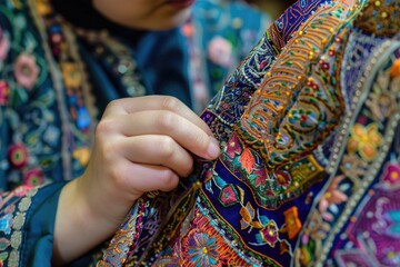 Poster - A close-up shot of a person wearing a bright and colorful jacket, great for fashion or lifestyle photography